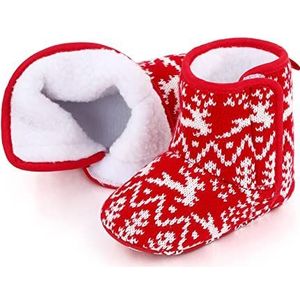 Kerst Schoenen Jongens Meisjes Kerstboeken Mooie Pluche Enkellaarzen Sneeuwvlok Santa Design Winter Warme Antislip Schoenen Kerst Elf Schoenen (Color : B, Size : 13-18 Months)