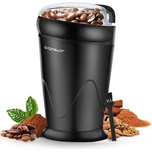 Aigostar Elektrische Koffiemolen 60 g met RVS Messen- 150 Watt, Draagbare, Wasbare, Transparant Deksel, BPA Vrij, Zwart | Breath 30CFR