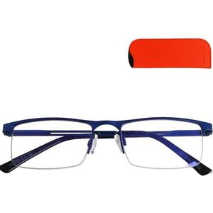 Mini Brille - Blauw licht bril - Half Montuur - Rechthoekige Glazen - Roestvrij Staal