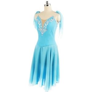 LPHFDCS Chiffon Dansjurk Vrouwen wit zilver chiffon Ballet Dance Carmen Jurk Volwassen Ballerina Dans Jurk voor Meisjes Oceaan Blauw Moderne Dans Jurk (Oceaanblauw, 15 voor hoogte 150 cm)