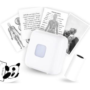 vretti Mini-thermische labelprinter, 300 dpi, zakprinter, compatibel met Android en iOS, draadloze zakprinter voor iPhone, werklijst, notities, dagboek, reizen