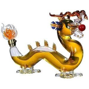 Chinese dierenriem karaf - kunst standbeeld, oosterse draak loodvrije glazen whiskyfles 1000 ml, handgemaakt, festival tafeldecoratie, wijn tequila cadeau, gepersonaliseerde dierlijke wijnfles (maat: