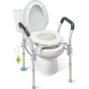 OasisSpace Stand Alone verhoogde toiletbril 300 lbs - zware medische verhoogde thuiszorg commode en veiligheidsframe, in hoogte verstelbare benen, badkamer assist frame voor ouderen, handicap, gehandicapten
