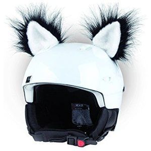 Crazy Ears Helm-accessoires, oren, kat/tijger/lynx/kikker, ski-oren geschikt voor skihelm, motorhelm, fietshelm en nog veel meer, witte kat