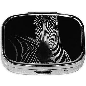 LAMAME Zebra bedrukte vierkante pillendoos draagbare organizer mini pillendoos