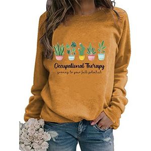 Women's Occupational Therapy Sweatshirt Cute Plants Graphics Pullover Funny Retro OT Therapist Assistant Gifts