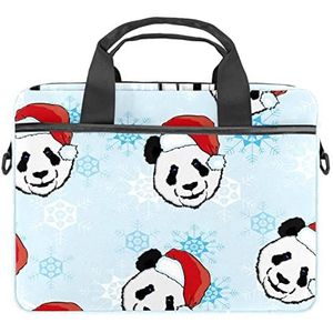 Kerst Panda Winter Laptop Schouder Messenger Bag Crossbody Aktetas Messenger Sleeve voor 13 13.3 14.5 Inch Laptop Tablet Beschermen Tote Bag Case, Meerkleurig, 11x14.5x1.2in /28x36.8x3 cm