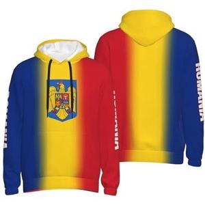 FAGIUCHI Roemenië Vlag Gradiënt Kleur Hoodies Sweatshirt Trui Bovenkleding Capuchon Zakken Trekkoord, Meerkleurig, XL