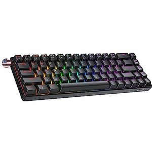 Geeky GK65 SE 65% | Mechanisch Gaming Toetsenbord | 68 Toetsen Multi Kleur RGB LED Achtergrondverlichting voor PC/Mac Gamer | ANSI US Amerikaanse Indeling (Zwart, Mechanical Red)