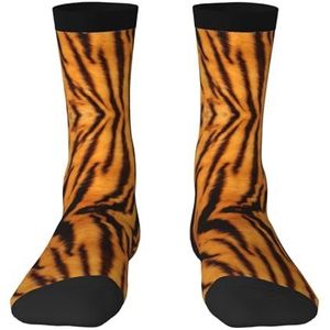 Tijger gestreept patroon volwassen grappige 3d sokken crew sokken nieuwigheid sokken gag geschenken, zachte gezellige sokken., Zwart, Eén Maat