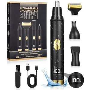 TIDEVAN Neushaartrimmer, USB-oplaadbaar, 4-in-1 set, oortondeuse met dubbele snijbladen, professionele pijnloze wenkbrauwen en esichthaartrimmer voor mannen en vrouwen