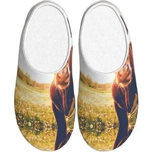 JEJEA dierlijke koe print Indoor Gezellige Schoenen Slippers Herfst Winter Thuis Slippers Indoor Scuff Gesloten Teen Huis Schoenen, Zwart, 37.5 EU