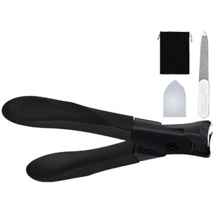 Nagelknipper voor dames, nagelknipper van roestvrij staal met vijl, teennagelknipper met brede kaak, teennagelknipper voor dikke nagels