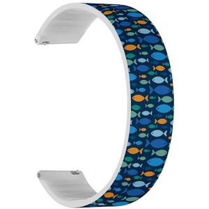 RYANUKA Solo Loop band compatibel met Ticwatch E3, C2 / C2+ (Onyx en platina), GTH/GTH Pro (kleurrijke vissen op blauw) quick-release 20 mm rekbare siliconen band band accessoire, Siliconen, Geen