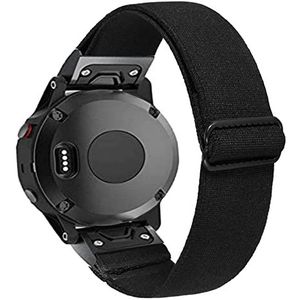 22 26mm QuickFit Watch-band Compatibel met Garmin Fenix ​​6 6x Pro 5x 5 Plus 3HR 935 945 S60 Nylon lus elastische band horloge polsband (Color : Black, Size : For Fenix 5 5plus)