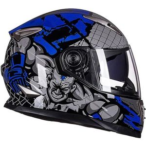 RYDZCLH Unisex Full Face Motorhelm voor Heren Dames Mode Motocross Racing Helm ECE/DOT Goedgekeurde Vier Seizoenen Helmen met Dubbele Vizieren,A,M