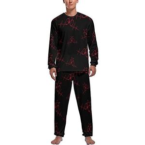 Heartbeat Bycicle pyjama voor heren, lange mouwen, top en broek met elastische band, nachtkleding, lounge-pyjamasets, 2XL