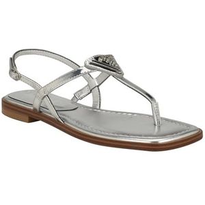 GUESS Rainey platte sandaal voor dames, Zilver 040, 8.5 UK