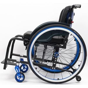 KXPSWGE Rolstoel voor sport, superlichte rolstoel met aluminium frame, zelfrijdende handmatige rolstoelen, handrem (blauw, zitbreedte 38 cm)