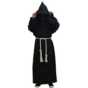 Labellevie Middeleeuwse monnikenmantel met capuchon, volledige lengte, voor volwassenen, Halloween, zwart, M