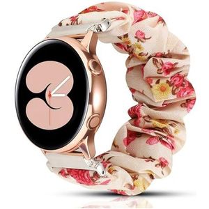 EDVENA Elastische nylon loopriem Compatibel met Samsung Galaxy Horloge 4 40mm 44mm Band Scrunchies Armband for Samsung Galaxy Watch4 Classic 42 / 46mm (Color : Pink flower, Size : 22mm)