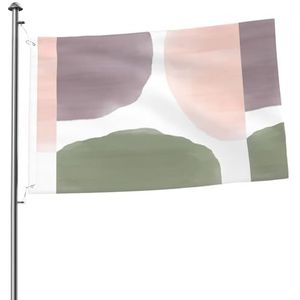 Vlag 2x3FT Outdoor Vlag Tuin Vlaggen Tapestry Hek Banner Vakantie Tuin Feestvlaggen, Rose Druif & Salie Moderne Aquarel Cirkels