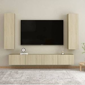 DIGBYS Meubels-sets-4-delige tv-kast Set Sonoma eiken ontworpen hout