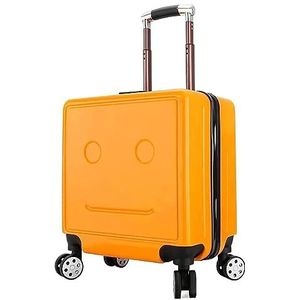 Trolley Case Koffer 18 Inch Bagage Verstelbare Trolleykoffer Voor Reizen, Zakenreizen, Instappen, Combinatieslot Bagage Lichtgewicht (Color : Yellow, Size : 18in)
