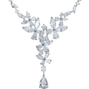 Kettingen voor vrouwen Sprankelende 925 zilveren gesimuleerde Moissanite diamanten damesketting sieraden