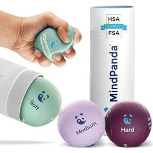 MindPanda 3X Krachtgevende Gel Stressbal | Verschillende sterktes & groottes voor knijp-hand therapie - Geparfumeerd voor extra focus - Motiverend - Stress & Angst Verlichting