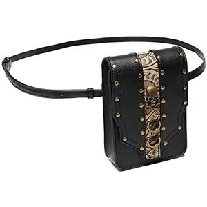 Steampunk Heuptassen Punk Lederen Vrouwen Tas Enkele Schouder Diagonaal Kruis Kleine Vierkante Tas Outdoor Mobiele Telefoon Retro Heuptas, Zwart, As shown