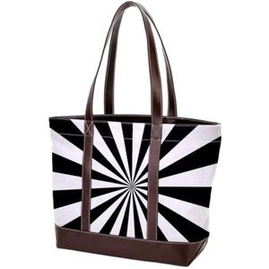 Laptop Tote tas met zwart-wit strepen print, draagtassen Casual Canvas Business Werk Tote tas Aktetas voor Computer School Office