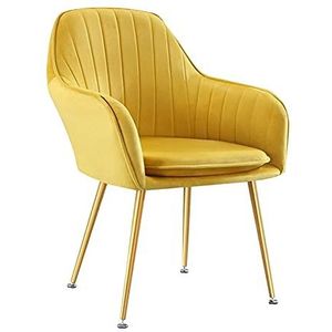 GEIRONV 1 stks fluwelen keukenstoel, verstelbare rotatie antislip voet woonkamer fauteuil voor balkon appartement make-up stoel Eetstoelen (Color : Yellow)