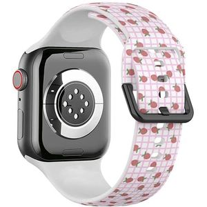 Zachte sportband compatibel met Apple Watch 42 / 44 / 45 / 49 mm (stof aardbeienbessen) siliconen armbandaccessoire voor iWatch