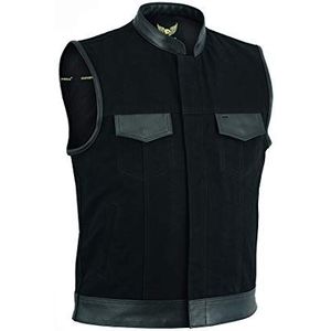 Leatherick Heren lederen bekleding en denim biker stijl gilet casual mode SOA stijl