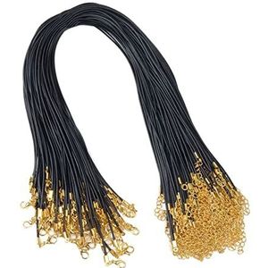 Lederen band, gevlochten, 20 stuks waskoord, halskettingen, ketting met gouden kreeft, voor sieraden
