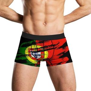 Retro Portugal vlag herenondergoed ademende boxershort zachte onderbroek L