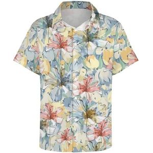 Hawaiiaanse V-kraag Tropische Shirts voor Heren Met Zak, Zomerknopen V-kraag Korte Mouwen, Strandvakantie-t-shirt (Color : Color 3, Size : 2XL)