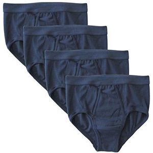 HERMKO 3240 Set van 4 herenslips met gulp en zachte tailleband ('Classic Art' - andere kleuren) van biologisch katoen, marineblauw, XL