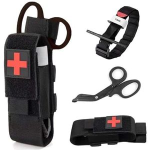 Feloyal Tourniquet Tactische Molle-tourniquet, EMT, medische schaar, militaire tourniquet en schaarhouder, tas voor eerste hulp en noodgevallen in de open lucht
