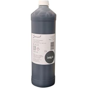 Black Universal Smart 1 l. voor Canon, Epson, HP, Brother, navulpatronen, compatibel met kleurstoftype, zeer vloeibaar, droogt niet de 1 liter fleskoppen reinigen de sproeiers bij het afdrukken