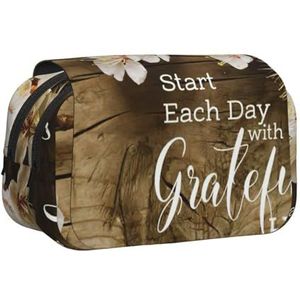 JEJEA Inspirerende Citaten Print Pen Etui Potlood Case Houder Voor Potloden Make-up Multifunctionele Organizer Doos Voor Adluts, Zwart, Eén maat, Toilettas