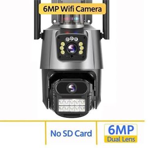 Bewakingscamera, 4K 9MP IP Camera Outdoor 8X Zoom HD Drie Lens Dual Screen PTZ Camera Auto Tracking Video surveillance CCTV Cam P2P(6MP WIFI 3K No Card)