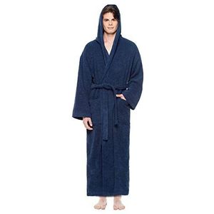 Herenbadjas met capuchon, 100% Katoenen, Heren Maat: S, Unisex Maat: S-M, Marine