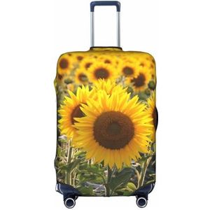 JCAKES Vaas Zonnebloem Reiskoffer, Elastische Bagagehoes, Gepersonaliseerde Gedrukt Trekstang Koffer Covers Wasbare Reisbagagehoezen (S/M/L/Xl), Gele Zonnebloem Bloemen, L