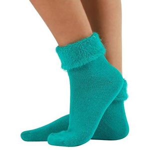 CALZITALY Antislipsokken, wintersokken, zachte sokken voor dames, hartsokken, meerkleurig, eenheidsmaat, Made in Italy, Turkoois, Eén maat