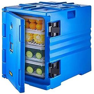 90L 120L Geïsoleerde Voedsel Pan Carrier Voedsel Levering Container Wielen Front Load Catering Box Outdoor Koelkast (Color : Blue-Wheel 90L, Size : 1)