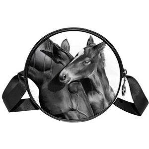 Zwarte Veulen Baby Paard Crossbody Tas Messenger Bag Purse voor Vrouwen, Meerkleurig, 6.7x6.7x2.3 in, Sling Rugzakken