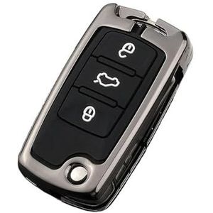Sleutelbehuizing Autosleutelzakje Cover Case Chain Remote Smart Voor Arteon Atlas Voor Passat Voor Tiguan Jetta Voor Superb Kodiaq Houder Shell Autosleutelhoesje(A Gray Case Only)