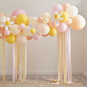 Ginger Ray 'Eggciting Pasen' Pastel & Daisy Ballon Boog met Streamers Kit - 70 ballonnen